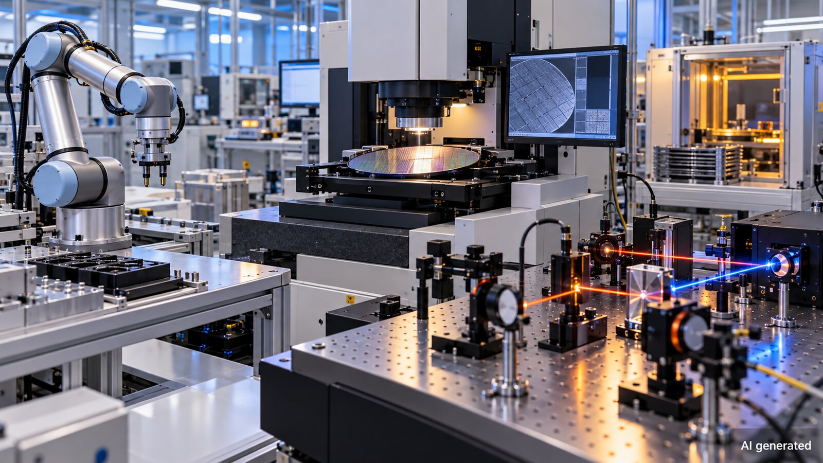 A robotics, semiconductor and quantum technology laboratory, AI generated